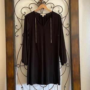 Michael Kors Black Dress with Gold Chain detail